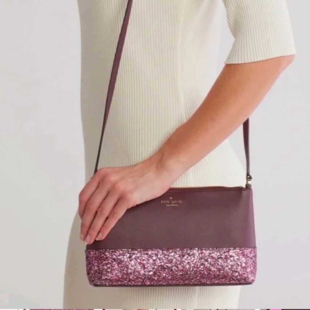 ✨ PRISTINE ✨ Kate Spade Burgundy & Glitter Crossbody - Picture 8 of 8